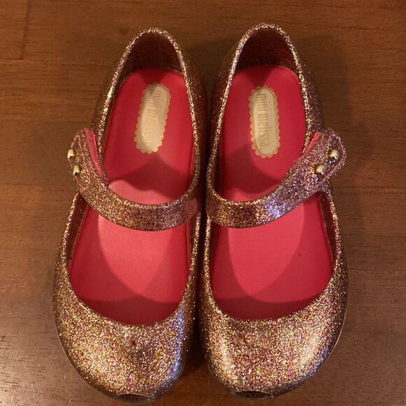 Mini Melissa Multi Colored Glitter Mary Jane Flats size 8 Toddler - Picture 1 of 10